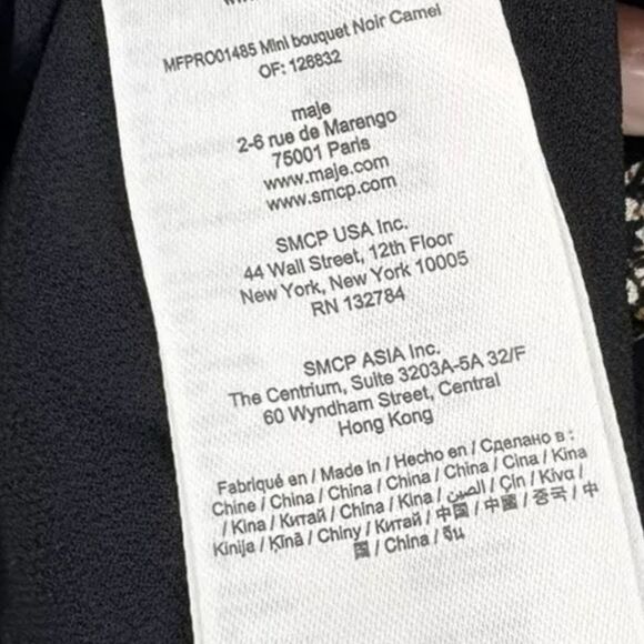 Maje Rithik Smocked Dress Viscose Long Sleeve Mini Bouquet Floral Women’s Sz XS - Picture 4 of 4